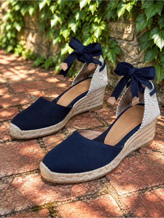 Castaner Shoes - CASTANER Navy and Tan Jute Ankle Tie Nautical Resortwear Espadrilles, 38